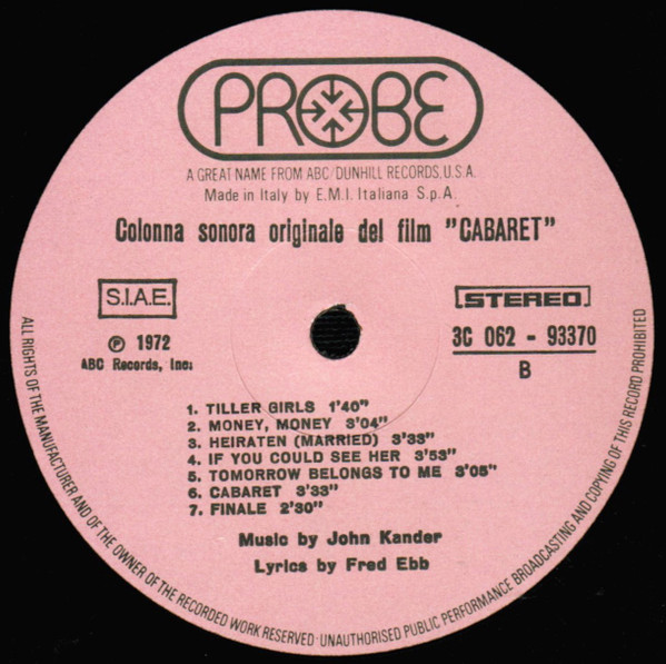 Ralph Burns - Cabaret (Colonna Sonora Originale Del Film) | Probe (3C 062-93370) - 4