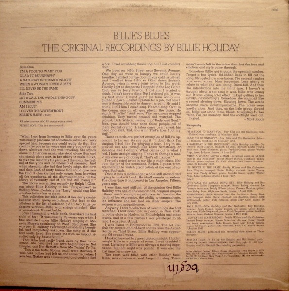 Billie Holiday - Billie's Blues (The Original Recordings By Billie Holiday) | Columbia (C 32080) - 2 Billie Holiday - Billie's Blues (The Original Recordings By Billie Holiday) | Columbia (C 32080) - 2