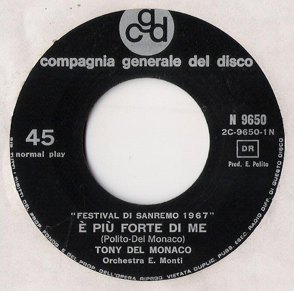 Tony Del Monaco - È Più Forte Di Me | CGD (N 9650) - 3