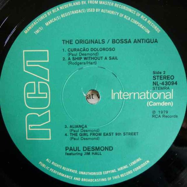 Paul Desmond Featuring Jim Hall - Bossa Antigua | RCA International (Camden) (NL-43094) - 2