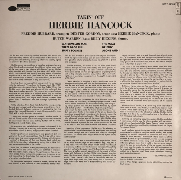 Herbie Hancock - Takin' Off | Blue Note (BSTF 84109) - 2 Herbie Hancock - Takin' Off | Blue Note (BSTF 84109) - 2