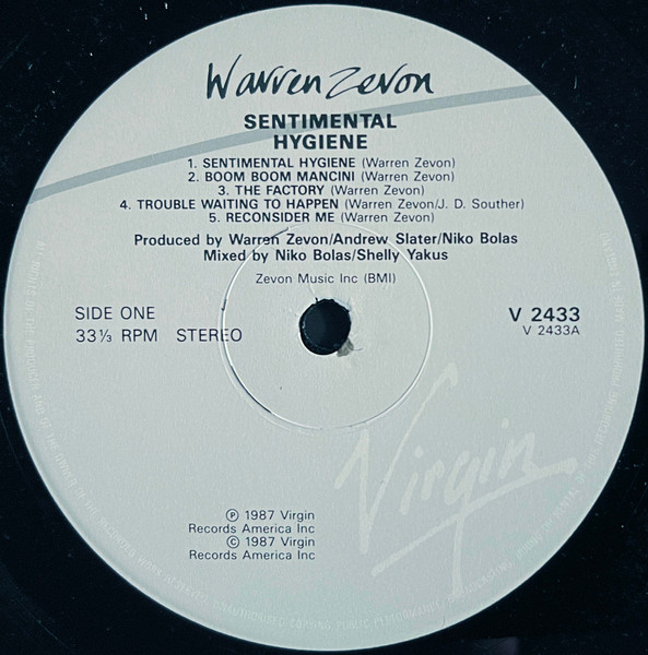 Warren Zevon - Sentimental Hygiene | Virgin (V 2433) - 3 Warren Zevon - Sentimental Hygiene | Virgin (V 2433) - 3