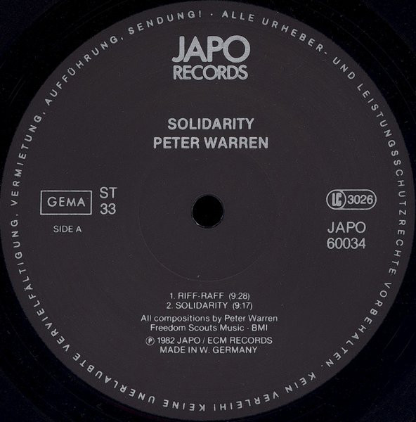 Peter Warren - Solidarity | Japo Records (JAPO 60034) - 2 Peter Warren - Solidarity | Japo Records (JAPO 60034) - 2