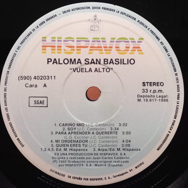 Paloma San Basilio - Vuela Alto | Hispavox ((590) 4020311) - 3