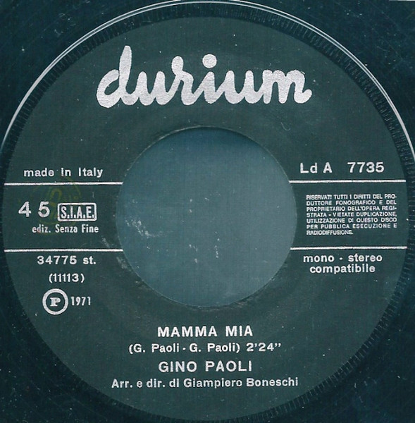 Gino Paoli - Mamma Mia / Con Chi Fai L'Amore Mimi | Durium (Ld A 7735) - 3