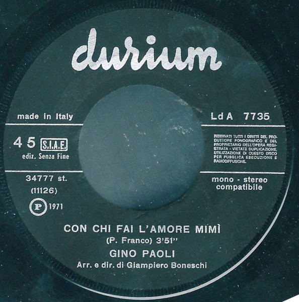 Gino Paoli - Mamma Mia / Con Chi Fai L'Amore Mimi | Durium (Ld A 7735) - 4