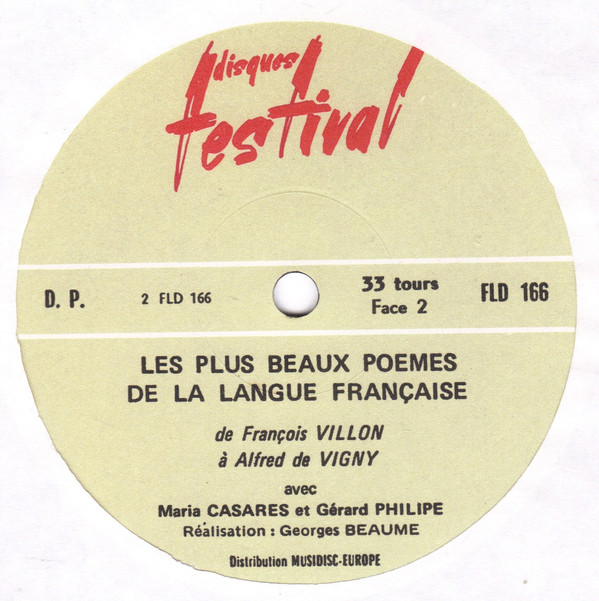 Gérard Philipe Avec Maria Casarès - Les Plus Beaux Poèmes De La Langue Française | Disques Festival (FLD 166 186 M) - 3