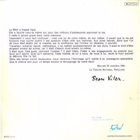 Gérard Philipe Avec Maria Casarès - Les Plus Beaux Poèmes De La Langue Française | Disques Festival (FLD 166 186 M) - 2