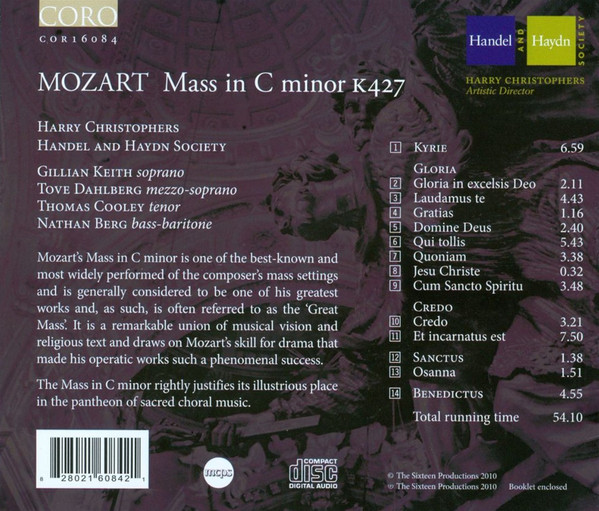 Wolfgang Amadeus Mozart , Harry Christophers , The Handel & Haydn Society Of Boston - Mass in C minor | CORO (COR16084) - 2