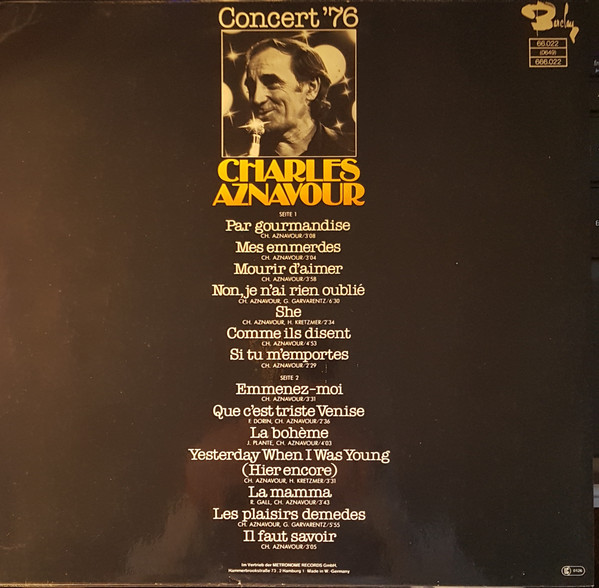 Charles Aznavour - Concert `76 | Barclay (66.022) - 2