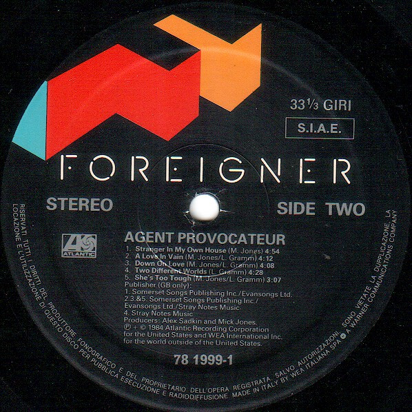 Foreigner - Agent Provocateur | Atlantic (78 1999-1) - 3 Foreigner - Agent Provocateur | Atlantic (78 1999-1) - 3