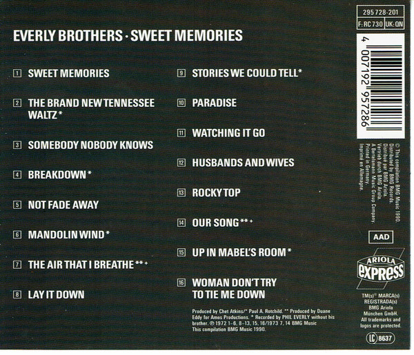 Everly Brothers - Sweet Memories | Ariola Express (295 728) - 2 Everly Brothers - Sweet Memories | Ariola Express (295 728) - 2