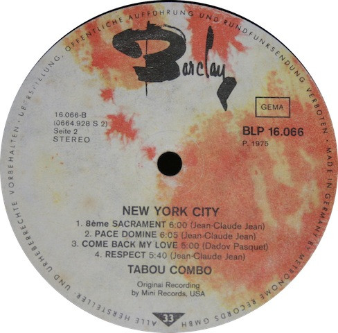 Tabou Combo - New York City (8th Sacrement) | Barclay (BLP 16.066) - 4 Tabou Combo - New York City (8th Sacrement) | Barclay (BLP 16.066) - 4