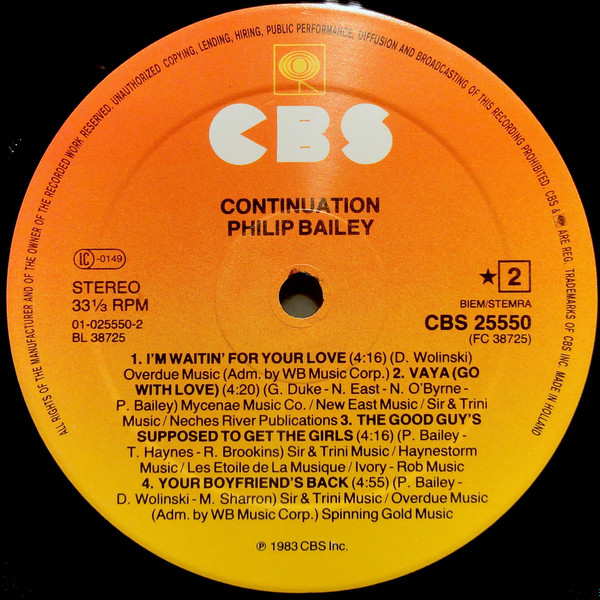 Philip Bailey - Continuation | CBS (CBS 25550) - 4 Philip Bailey - Continuation | CBS (CBS 25550) - 4