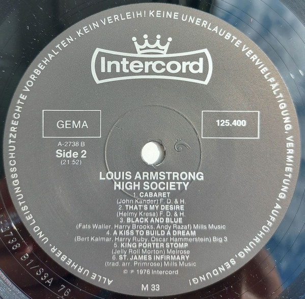 Louis Armstrong - High Society | Intercord (INT 125.400) - 4