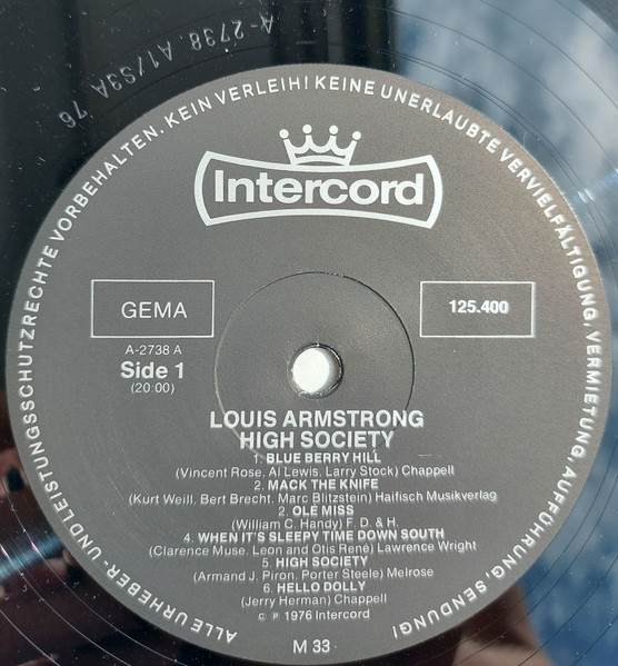 Louis Armstrong - High Society | Intercord (INT 125.400) - 3