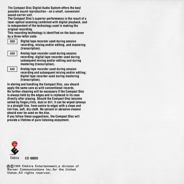 The Cure - Disintegration [CD] | Elektra (CD 60855) - 4