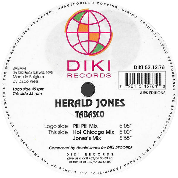 Herold Jones - Tabasco | DiKi Records (DIKI 52.12.76)