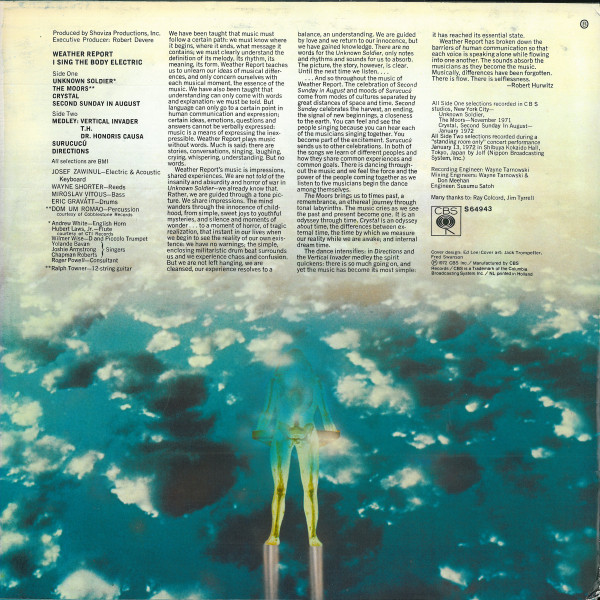 Weather Report - I Sing The Body Electric | CBS (S 64943) - 2