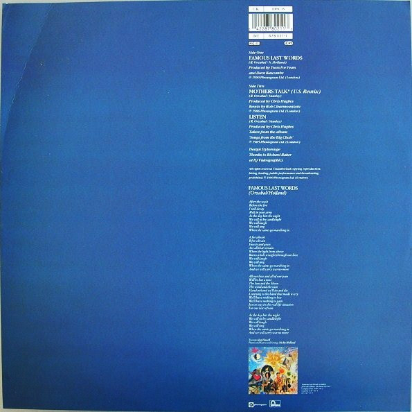 Tears For Fears - Famous Last Words | Fontana (IDPIC 15) - 2