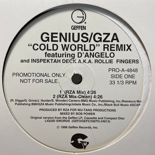 The Genius / GZA Featuring D'Angelo - Cold World (Remix) | Geffen Records (PRO-A-4848) - 2