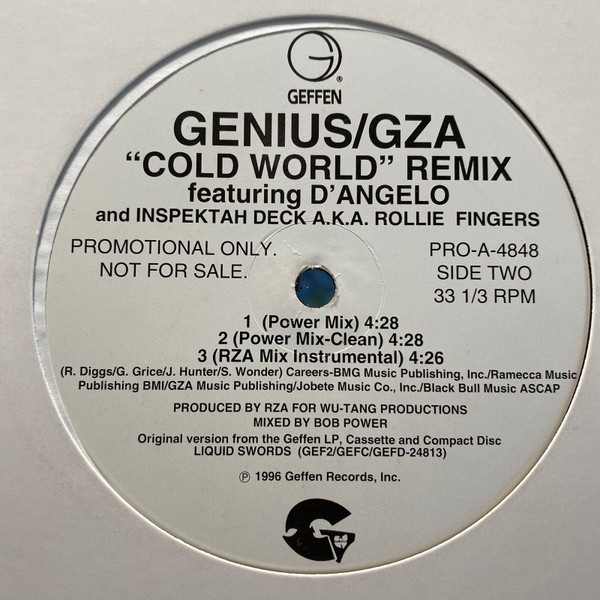 The Genius / GZA Featuring D'Angelo - Cold World (Remix) | Geffen Records (PRO-A-4848) - 3