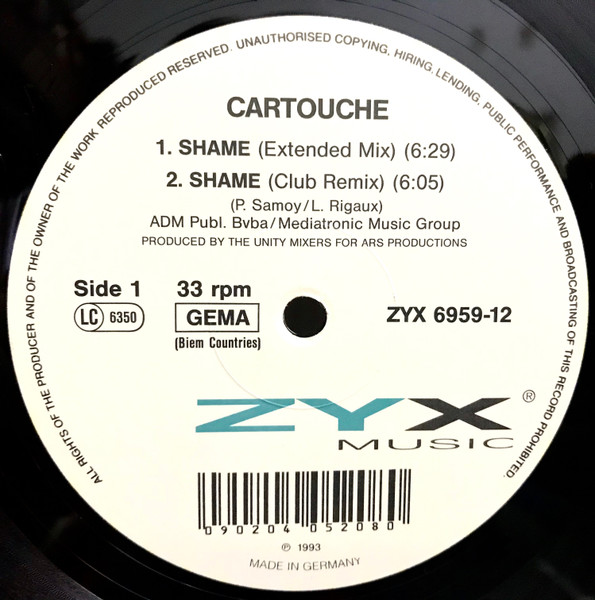 Cartouche - Shame | ZYX Music (ZYX 6959-12) - 3