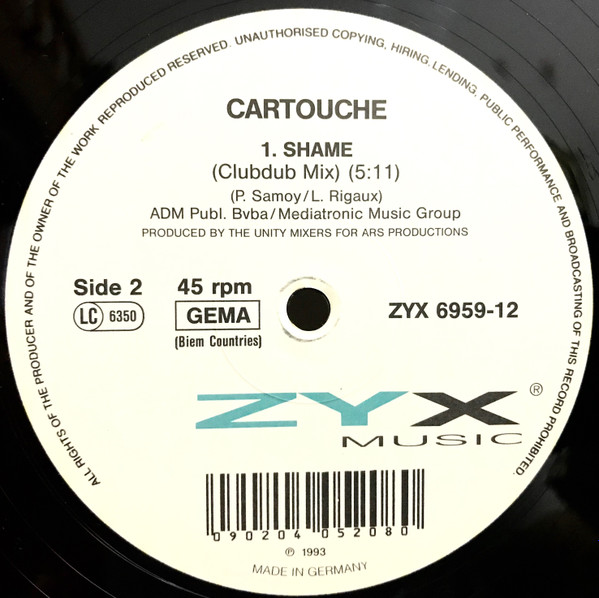 Cartouche - Shame | ZYX Music (ZYX 6959-12) - 2