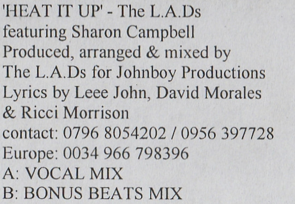 The L.A.D.S. Featuring Sharron Campbell - Heat It Up | Johnboy Records (JOHNBOY002) - 3