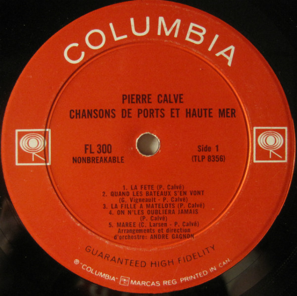 Pierre Calvé - Chansons De Ports Et Haute Mer | Columbia (FL 300) - 3