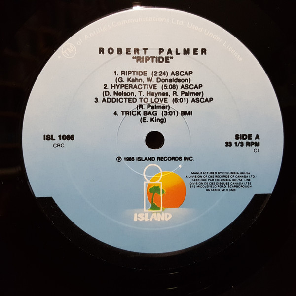 Robert Palmer - Riptide [Vinyl] | Island Records (ISL 1066) - 3