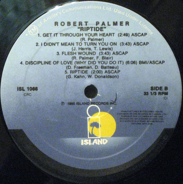 Robert Palmer - Riptide [Vinyl] | Island Records (ISL 1066) - 4