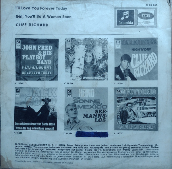 Cliff Richard - I'll Love You Forever Today | Columbia (C 23 831) - 2