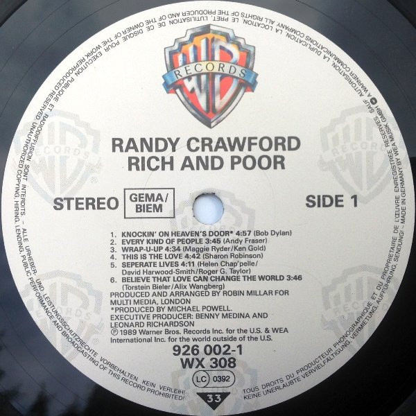 Randy Crawford - Rich And Poor | Warner Bros. Records (926 002-1)