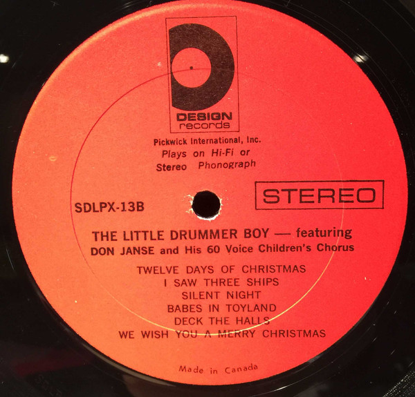 Don Janse And His 60 Voice Children's Chorus - The Little Drummer Boy | Design Records (SDLPX-13) - 3 Don Janse And His 60 Voice Children's Chorus - The Little Drummer Boy | Design Records (SDLPX-13) - 3