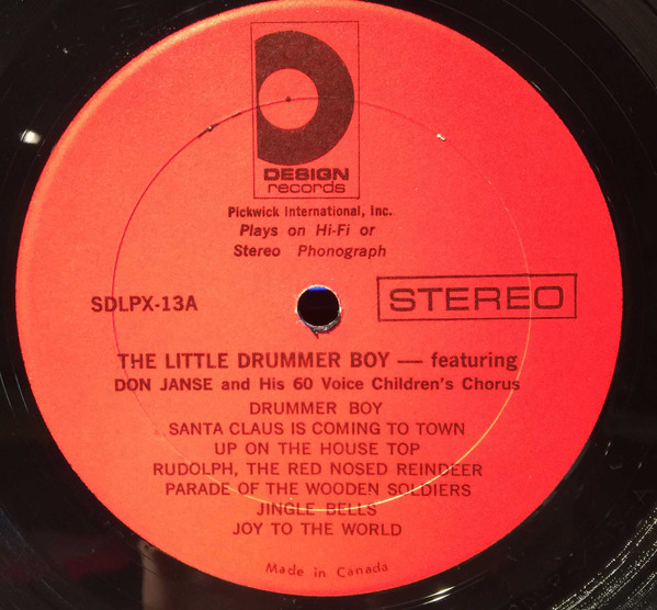 Don Janse And His 60 Voice Children's Chorus - The Little Drummer Boy | Design Records (SDLPX-13) - 4 Don Janse And His 60 Voice Children's Chorus - The Little Drummer Boy | Design Records (SDLPX-13) - 4