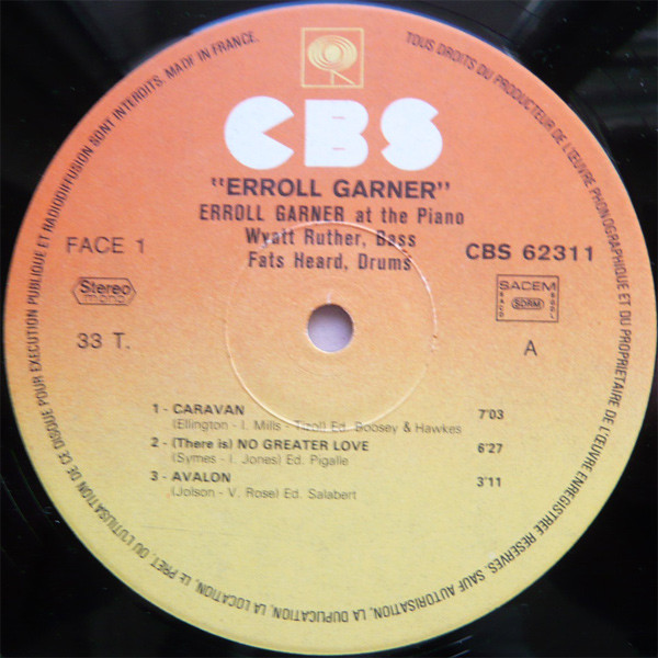 Erroll Garner - Erroll Garner At The Piano | CBS (CBS 62 311) - 3