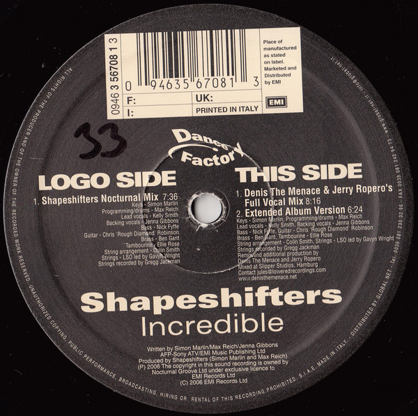 Shapeshifters - Incredible | Dance Factory (3 56708 1) - main Shapeshifters - Incredible | Dance Factory (3 56708 1) - main