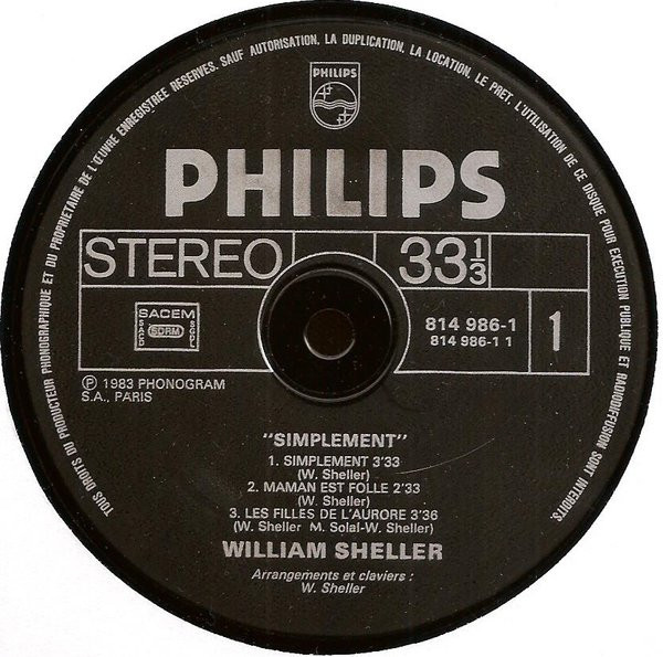 William Sheller - Simplement | Philips (814 986-1) - 3 William Sheller - Simplement | Philips (814 986-1) - 3