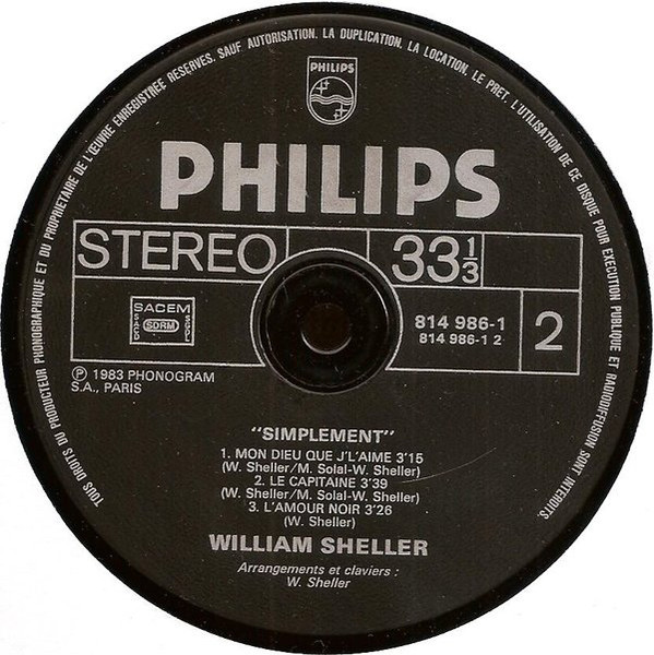William Sheller - Simplement | Philips (814 986-1) - 4 William Sheller - Simplement | Philips (814 986-1) - 4