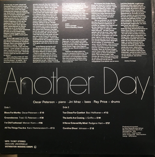 The Oscar Peterson Trio - Another Day | MPS Records (15067) - 3 The Oscar Peterson Trio - Another Day | MPS Records (15067) - 3