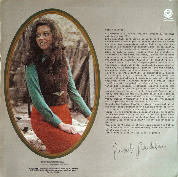 Gigliola Cinquetti - Cantando Con Gli Amici | CGD (FGL 5086) - 2 Gigliola Cinquetti - Cantando Con Gli Amici | CGD (FGL 5086) - 2