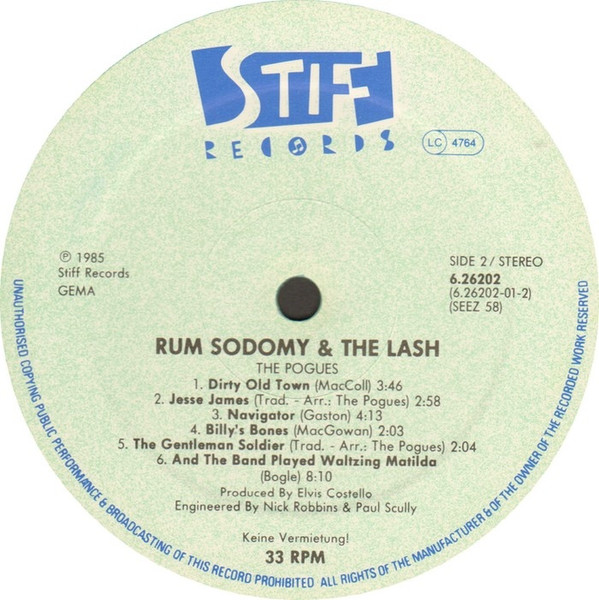 The Pogues - Rum Sodomy & The Lash | Stiff Records (6.26202) - 4 The Pogues - Rum Sodomy & The Lash | Stiff Records (6.26202) - 4