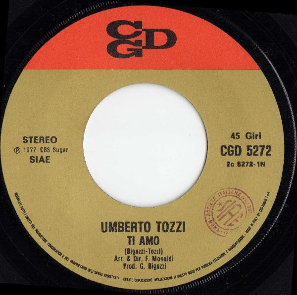 Umberto Tozzi - Ti Amo | CGD (CGD 5272) - 3