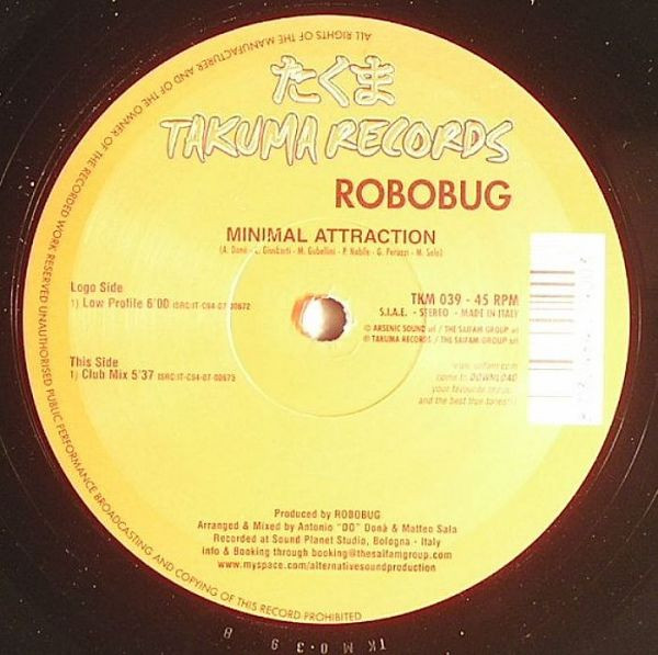Robobug - Minimal Attraction | Takuma Records (TKM 039) - main Robobug - Minimal Attraction | Takuma Records (TKM 039) - main