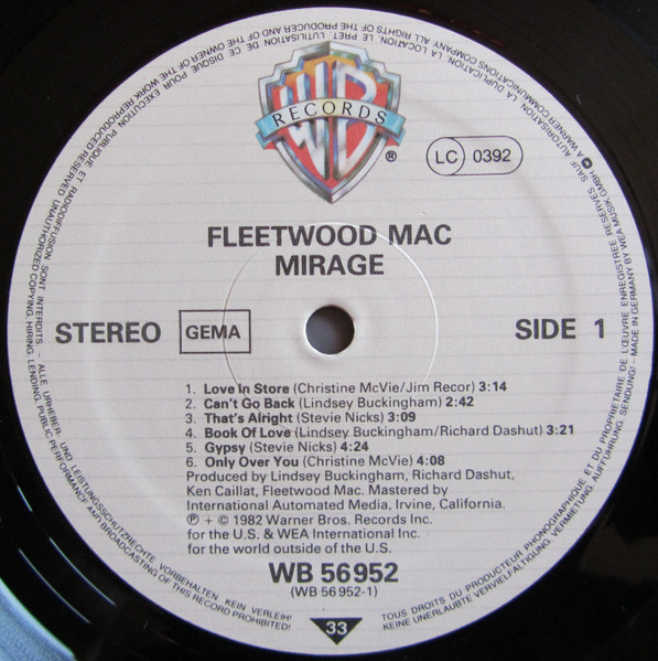Fleetwood Mac - Mirage | Warner Bros. Records (WB 56952) - 3 Fleetwood Mac - Mirage | Warner Bros. Records (WB 56952) - 3