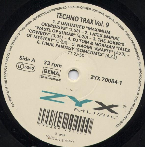 Various - Techno Trax Vol. 9 | ZYX Music (ZYX 70084-1) - 2 Various - Techno Trax Vol. 9 | ZYX Music (ZYX 70084-1) - 2
