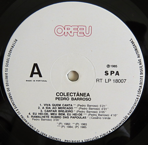 Pedro Barroso - Colectânea | Orfeu (RT LP 18007) - 3