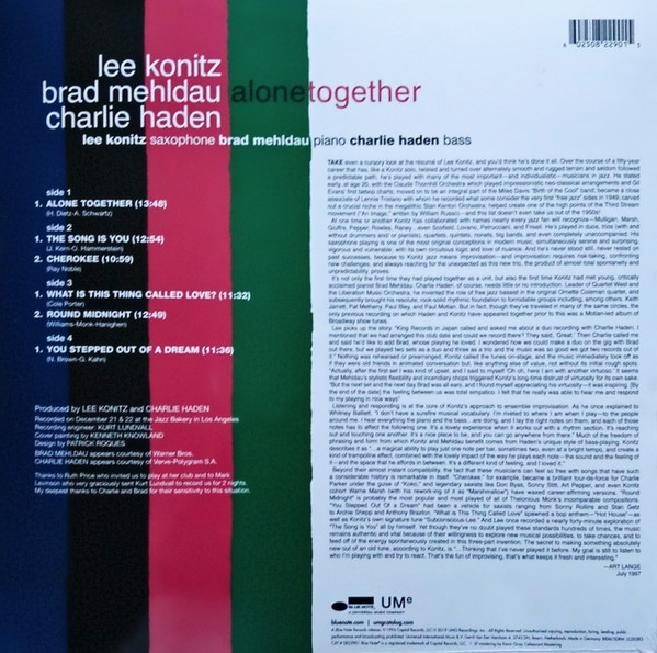 Lee Konitz & Brad Mehldau & Charlie Haden - Alone Together | Blue Note (0822901)