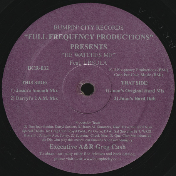 Full Frequency Productions Presents Ursula - He Watches Me | Bumpin' City Records (BCR-032)